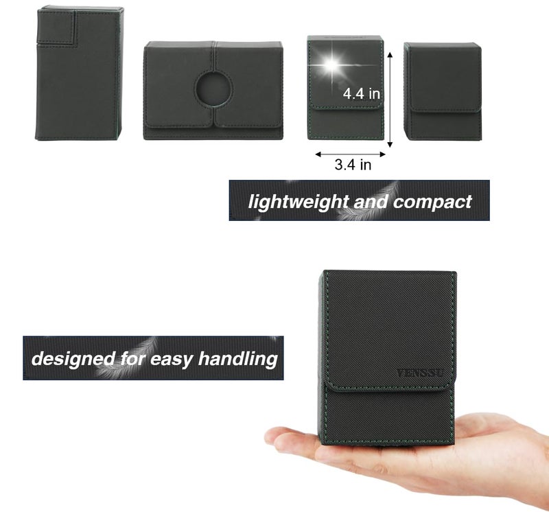 Venssu MTG Deck Box for Commander Display Card Deck Box Fits 100 Double Sleeved Cards  Deck Box TCG with 2 Dividers and 1 Toploader (Black&Green) - Image 5